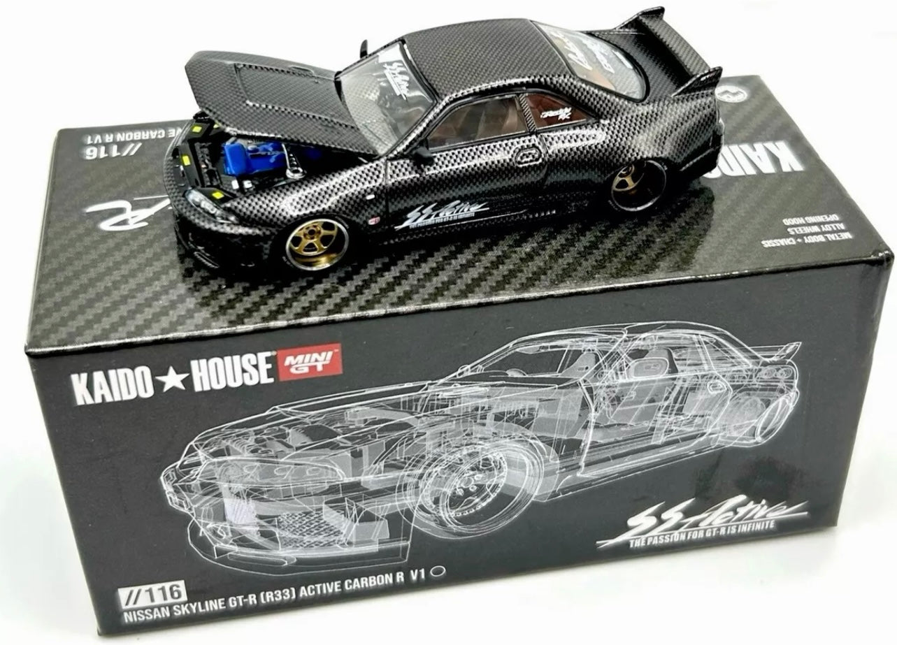 1/64 Nissan Skyline GT-R (R33) Active Carbon R Kaido House x Mini GT