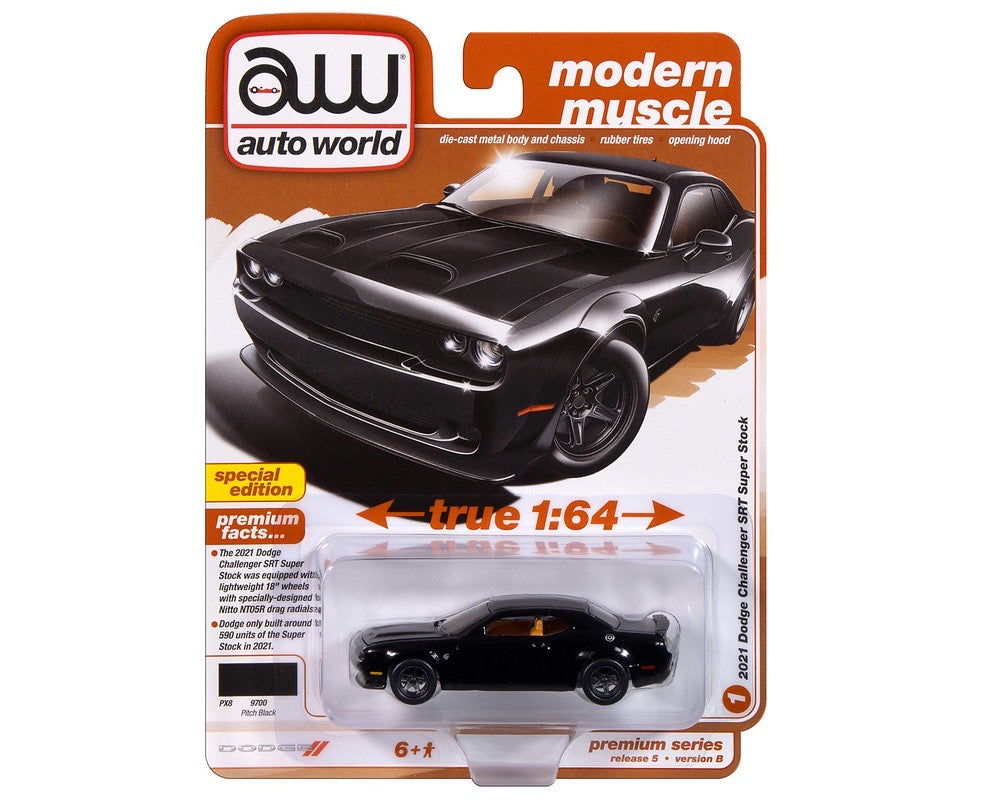 Auto World 1:64 2021 Dodge Challenger SRT Super Stock – Black – Special Edition