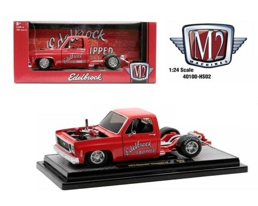 M2 Machines 1:24 1973 Chevrolte Cheyenne Super 10 Edelbrock custom Bedless Squarebody - Hobby Exclusives