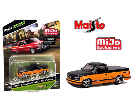 Maisto 1:64 1992 Chevrolet 454 SS Custom – Two Tone Orange Black – Design Lowriders – MiJo Exclusives Limited Edition 3,600 Pieces