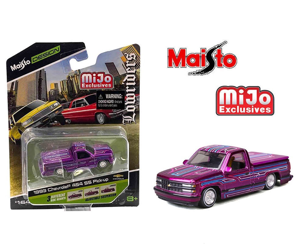 Maisto 1:64 1992 Chevrolet 454 SS Lowriders – Candy Pink – Design Lowriders – MiJo Exclusives Limited Edition 3,600 Pieces