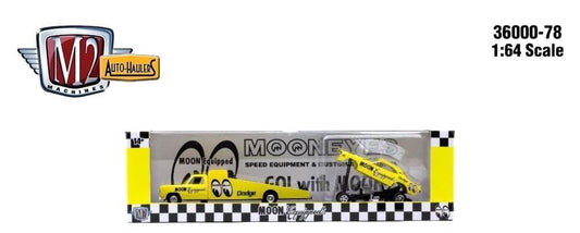 M2 Machines 1:64 Auto-Haulers Release 78 Assortment:  1974 Dodge ramp truck & 1971 Challenger Funny Car – Mooneyes