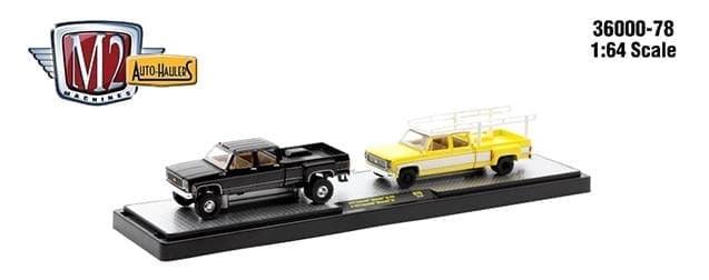 M2 Machines 1:64 Auto-Haulers Release 78 Assortment:  Mid-1970s Chevrolet Silverado 30 Dually trucks