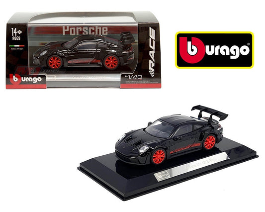 Bburago 1:43 Porsche 911 GT3 RS with Acrylic Case – Black – Race Series