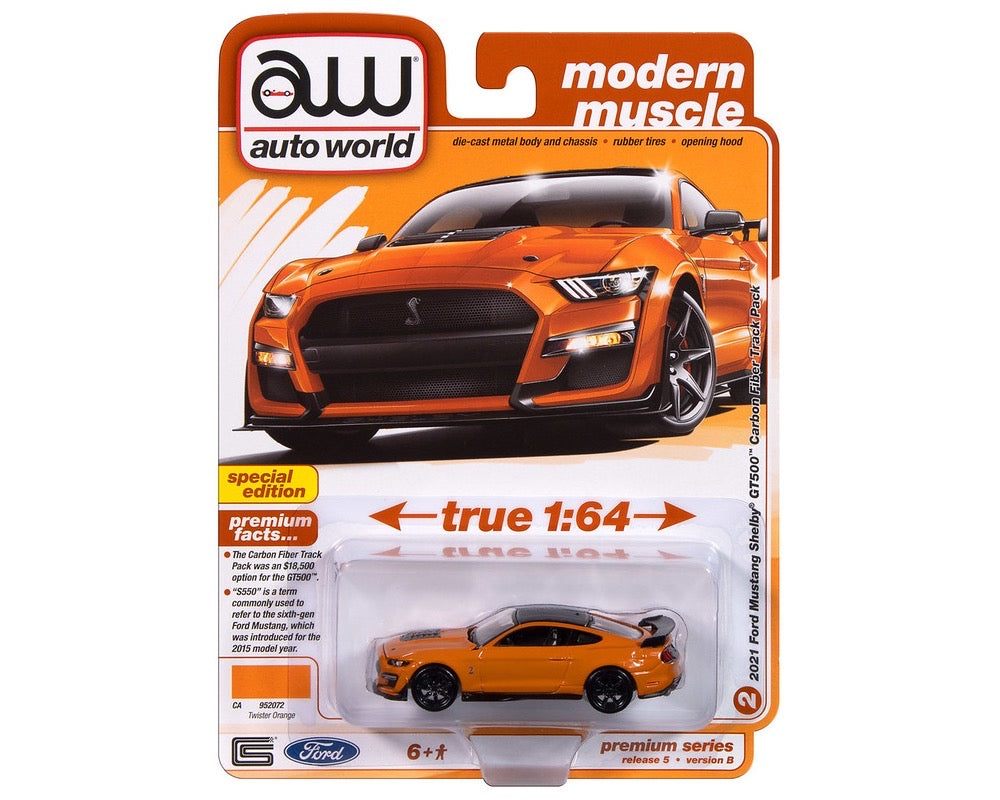 Auto World 1:64 2021 Ford Mustang Shelby GT500 – Orange Carbon – Special Edition