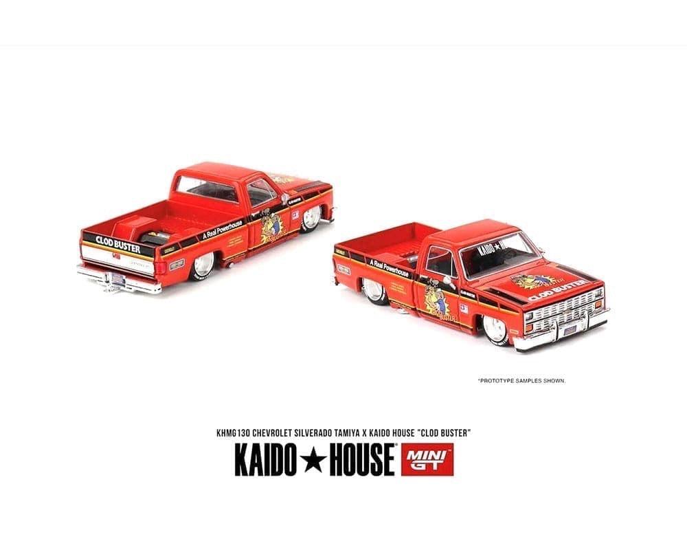 Kaido House x Mini GT 1:64 Chevrolet Silverado Tamiya x Kaido House “CLOD BUSTER” – Orange