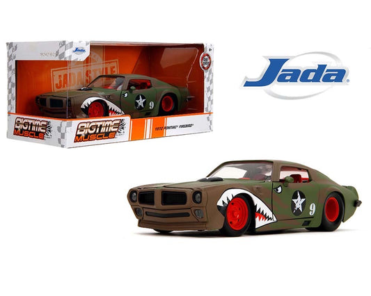 Jada 1:24 1989 1972 Pontiac Firebird Custom Shark Mouth – Matte Green – Bigtime Muscle