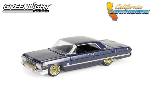 1963 Chevrolet Impala Dark Blue and Gold California Lowriders Series 5 Greenlight Collectibles